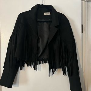 Black Fringe Crop Jacket